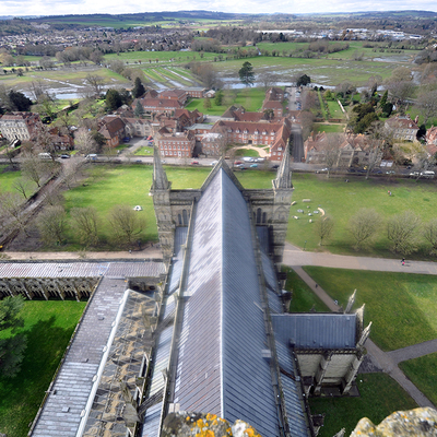 Main salisbury cathedral view from bell tower 02